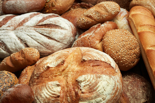 assortment of baked bread