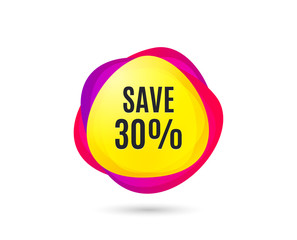 Save 30% off. Sale Discount offer price sign. Special offer symbol. Gradient sales tag. Abstract shopping banner. Template for design. Vector
