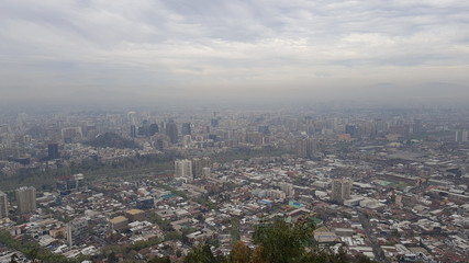aerial view of Santiago from sky costanera