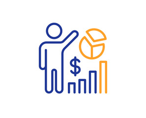 Seo statistics line icon. Search engine optimization sign. Analytics chart symbol. Colorful outline concept. Blue and orange thin line color Seo statistics icon. Vector