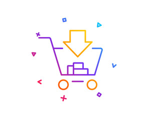 Add to Shopping cart line icon. Online buying sign. Supermarket basket symbol. Gradient line button. Shopping icon design. Colorful geometric shapes. Vector