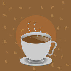 Flat design business Vector Illustration concept template copy space text for Ad website esp isolated 3d isometric. Levitating Cup of Hot Steaming Drink with Saucer Zero Gravity Dishware