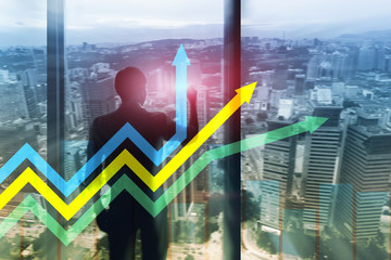 Financial growth arrows graph. Investment and trading concept.