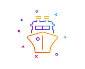 Ship line icon. Watercraft transport sign. Shipping symbol. Gradient line button. Ship icon design. Colorful geometric shapes. Vector