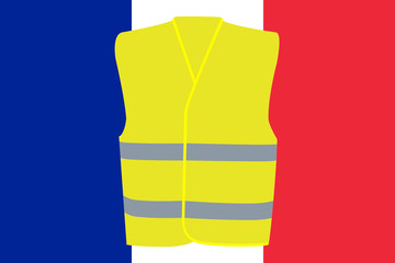 Flag of France with Yellow Vest