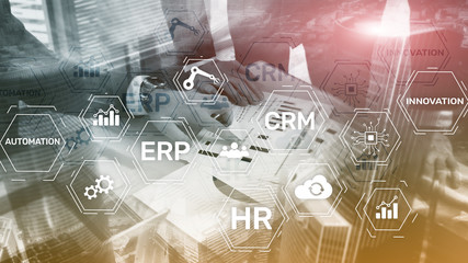 ERP, Business innovation concept on blurred background.
