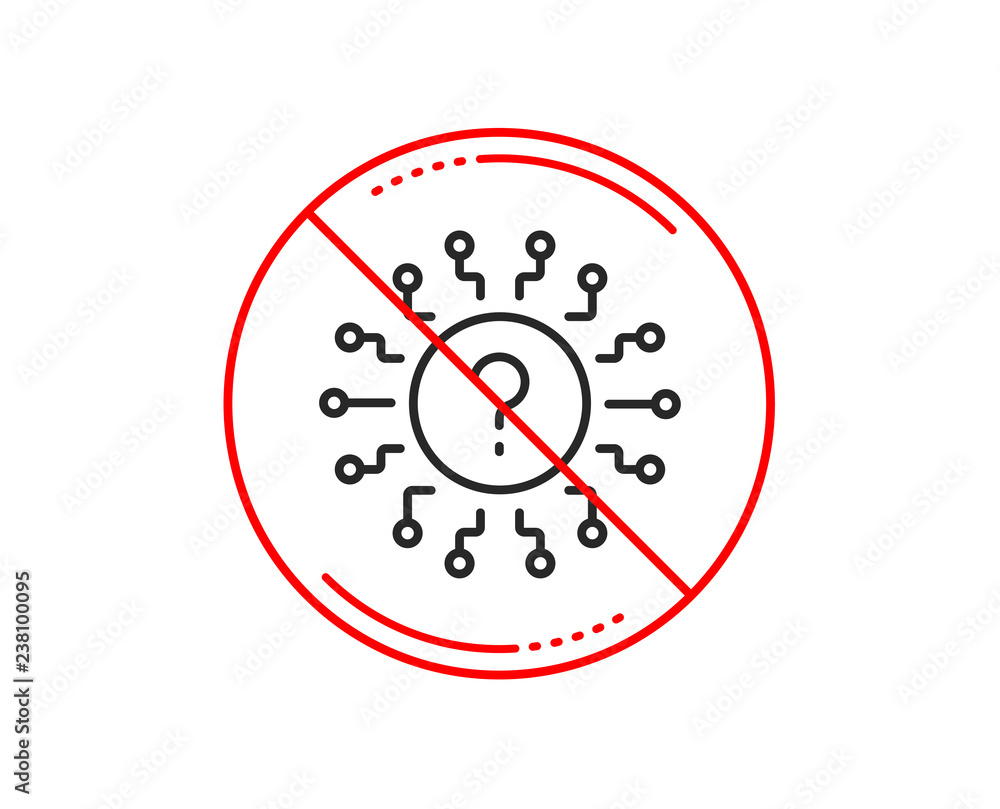 Poster no or stop sign. question mark line icon. quiz chat bubble sign. faq system. caution prohibited ban 