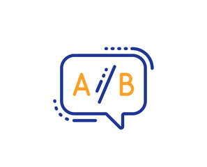 Ab testing line icon. Ui test chat bubble sign. Colorful outline concept. Blue and orange thin line color Ab testing icon. Vector