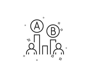 Ab testing line icon. Ui test chart sign. Geometric shapes. Random cross elements. Linear Ab testing icon design. Vector