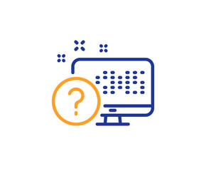 Question mark line icon. Online quiz test sign. Colorful outline concept. Blue and orange thin line color Online quiz icon. Vector