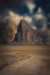 Bright and Moody Clouds Over Shiprock New Mexico
