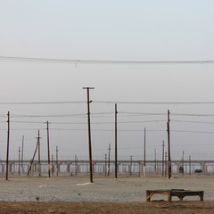 Deserted Kumbh Mela site in Prayagraj in the evening after the fair, India