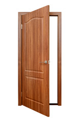 Wooden door, doorway, entrance and exit from the room.