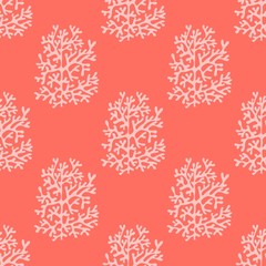 Corals. Bright red vector seamless pattern