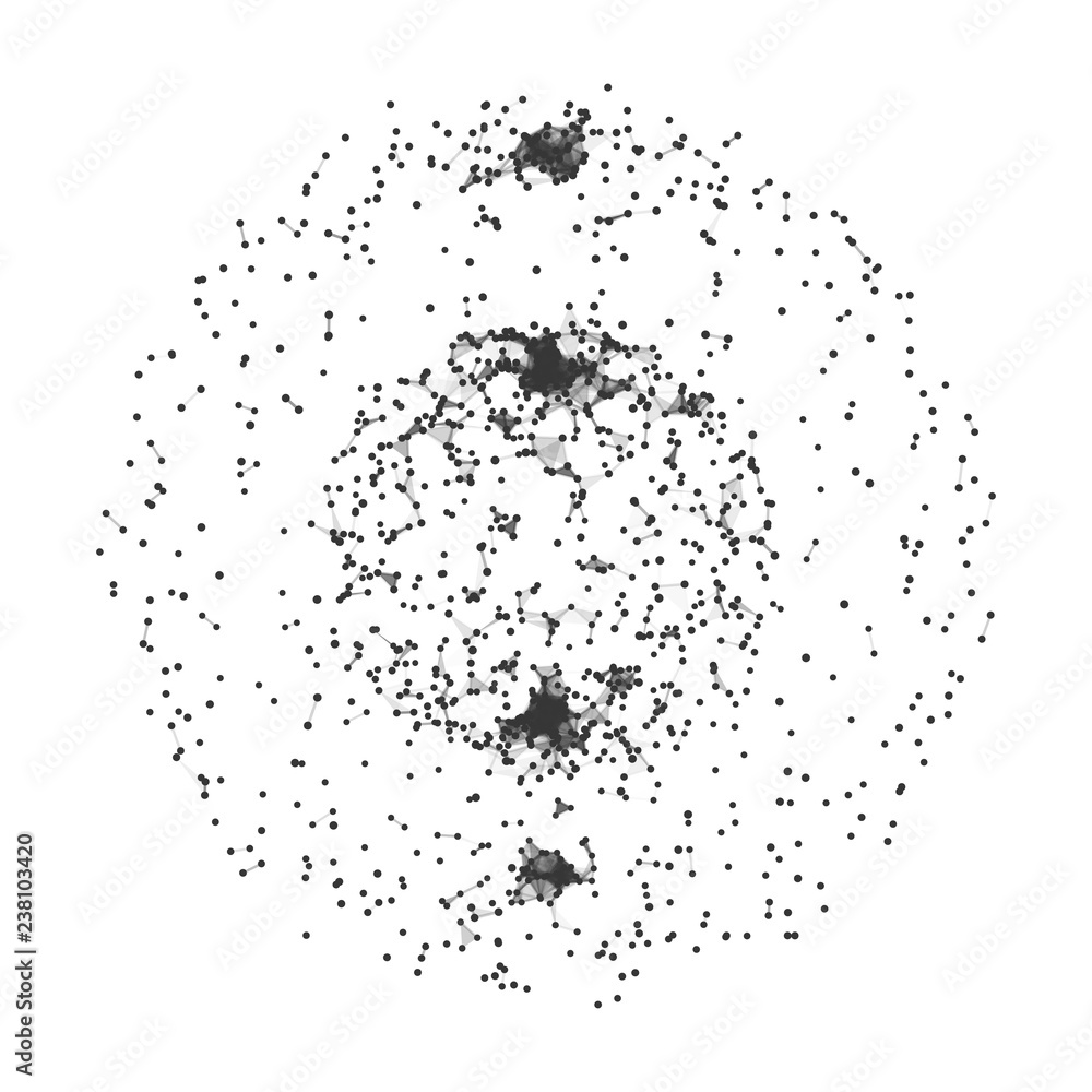 Poster abstract 3d sphere made of points. futuristic technology style. sphere particles. background vector.