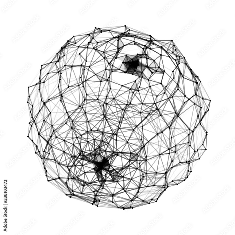 Poster abstract 3d sphere made of points. futuristic technology style. sphere particles. background vector.