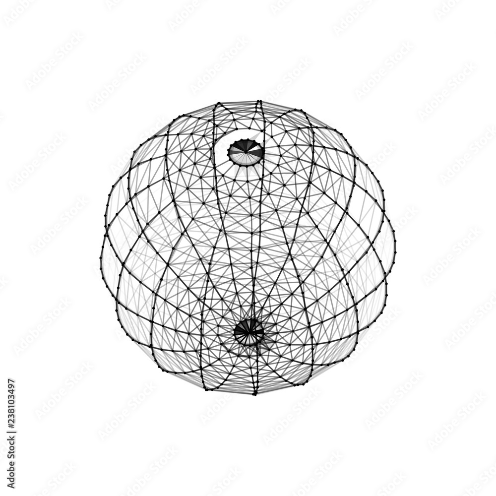 Poster abstract 3d sphere made of points. futuristic technology style. sphere particles. background vector.