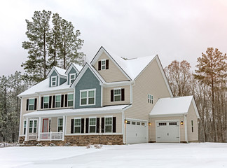 Snowy house in the winter