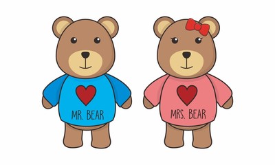 Fototapeta premium Cute Couple Of Teddy Bear 
