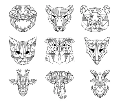 A Set of Geometric Animal Head Logos in Vector. Polygon Animal Icons and  Symbols Stock Vector | Adobe Stock