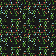 Seamless pattern with formula of adrenaline, oxytocin, cortisol, dopamine and serotonin hormones.
