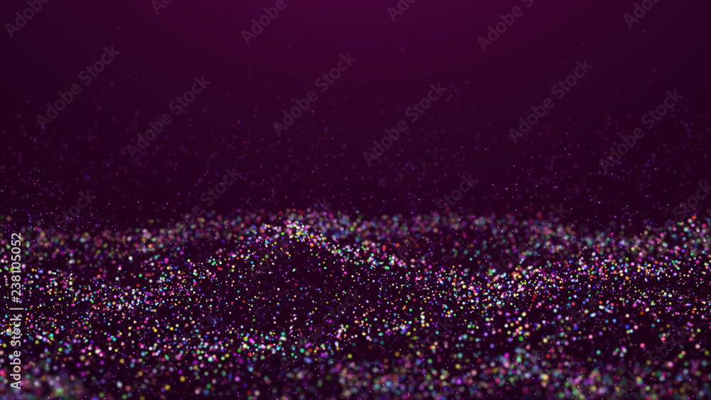 Poster wave glow. wave of particles. wave 3d. 3d rendering. futuristic green dots background with a dynamic