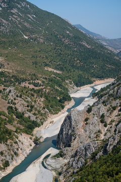 Albania: the river Drin leads through steep valleys of the beautiful and pittoresque Albanian alps