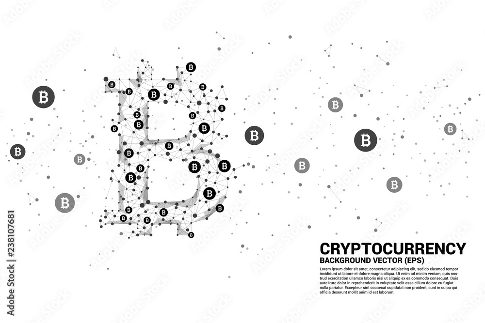 Aufkleber Vector bitcoin icon from Polygon dot connect line. Concept for cryptocurrency technology and financial network connection.