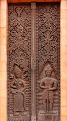 Carved wooden door.