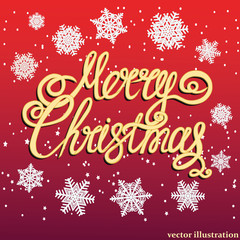 Holiday Merry Christmas background. Brightly Christmas Background. Illustration with lettering design. Vector illustration.