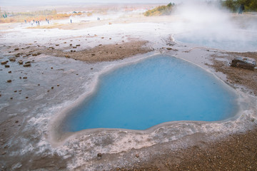 Geological formations with thermal hot water springs with mineral salts