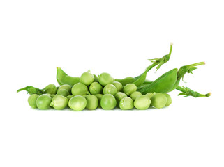 fresh green peas isolated on a white background