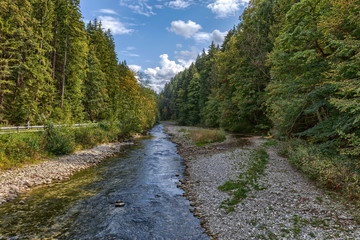 Fototapeta na wymiar Der Halblech ein naturbelassener Fluss nahe Füssen