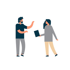 man woman couple communicating character over white background full length flat