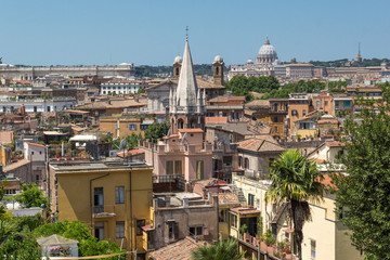 Amazing Panorama from Viale del Belvedere to city of Rome, Italy
