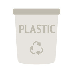 Vector icon of yellow waste bin with recycling sign