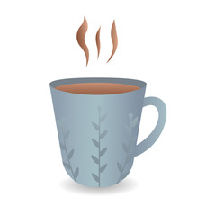 Cup of Fresh Coffee. Vector Illustration. Flat Style. Decorative