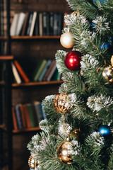 Christmas tree decorated with shining balls