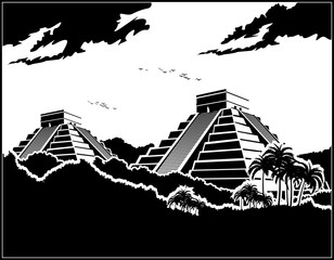 Mayan pyramids in the jungle