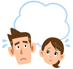 悩む夫婦　コピースペース
