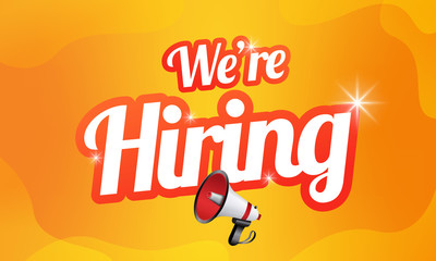 We are hiring banner with megaphone. Join our team