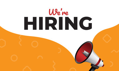 We are hiring banner with megaphone. Join our team