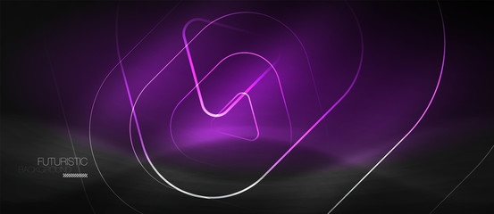 Dark black abstract background with neon colors and lines