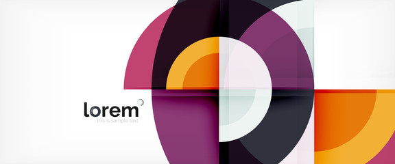 Modern geometric circles abstract background, colorful round shapes with shadow effects