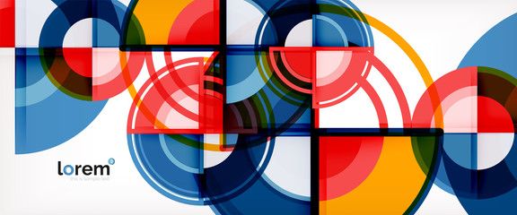 Obraz premium Circle abstract background, bright colorful round geometric shapes