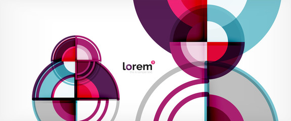 Fototapeta premium Circle abstract background, bright colorful round geometric shapes