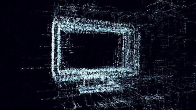 intro animationof the screen. Abstract monitor consisting of program code in electronic space