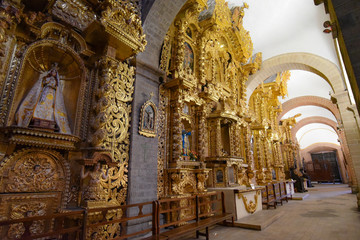Interior decor of the Huamanga Cathedral Basilica of St. Mary, Ayacucho, Peru