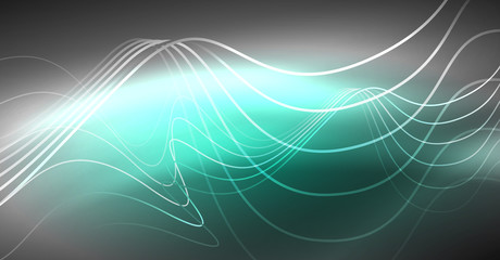 Neon lines wave background. Abstract composition