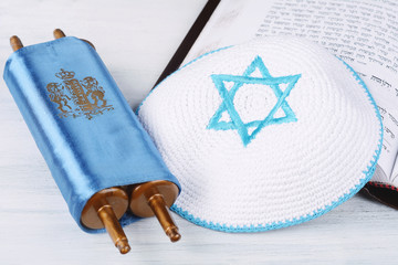 Torah with knitted kippah